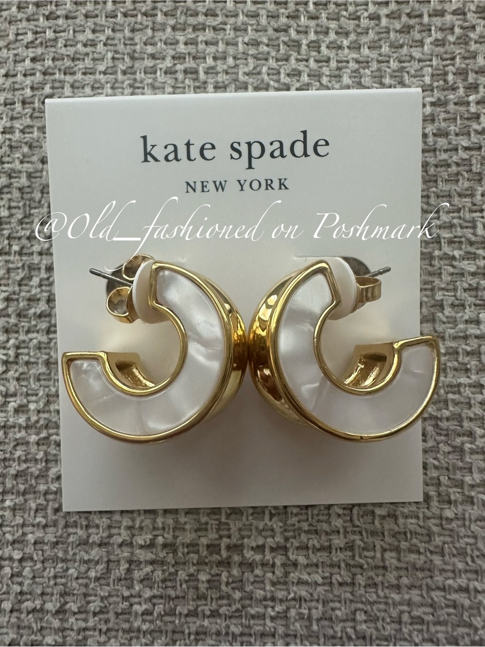 KATE SPADE Bold Small Hoops - Cream Multi - Picture 6 of 11